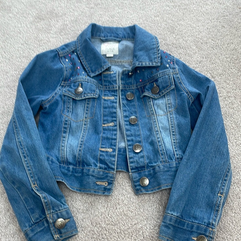 Girls Denim Jacket with Jewels Size Medium (7/8)